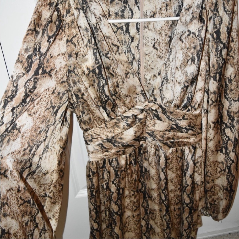 Revolve Rony Koba Orzora Snake Print Dress Nude Multi Combo Tan Cream - Picture 6 of 9